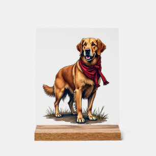 Patriotic Hunting Golden Retriever Vintage Tee Acrylic Sign