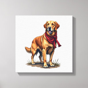 Patriotic Hunting Golden Retriever Vintage Tee Canvas Print