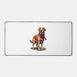 Patriotic Hunting Golden Retriever Vintage Tee Desk Mat