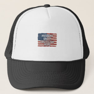 Patriotic Husband Daddy Protector Hero Flag Shirt Trucker Hat