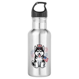 Patriotic Husky Puppy Vintage Engraving Shirt Desi 532 Ml Water Bottle