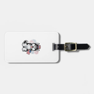 Patriotic Husky Puppy Vintage Engraving Shirt Desi Luggage Tag