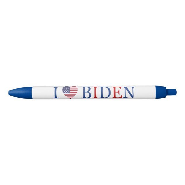 Patriotic I Heart Love Joe Biden Flag Black Ink Pen (Front)