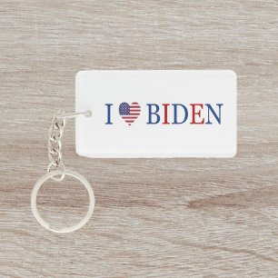 Patriotic I Heart Love Joe Biden Flag Key Ring