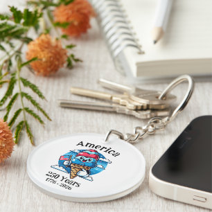 Patriotic Ice Cream 250 Years Key Ring