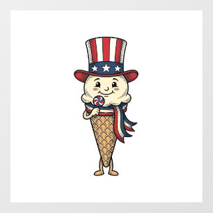 Patriotic Ice Cream Cone Vintage Engraving Design_
