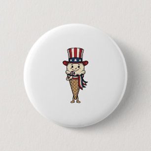 Patriotic Ice Cream Cone Vintage Engraving Design_ 6 Cm Round Badge