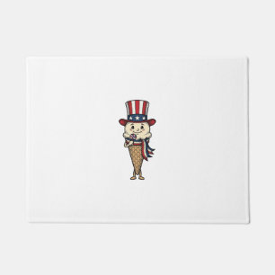 Patriotic Ice Cream Cone Vintage Engraving Design_ Doormat