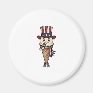 Patriotic Ice Cream Cone Vintage Engraving Design_ Magnet