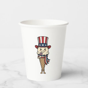Patriotic Ice Cream Cone Vintage Engraving Design_ Paper Cups