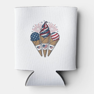 Patriotic Ice Cream Cones Vintage Fourth of July S Can Cooler