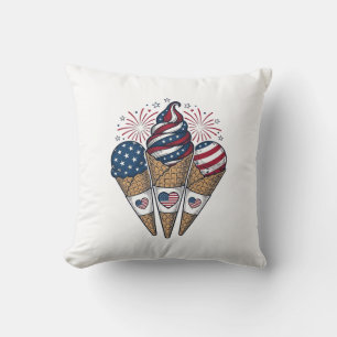 Patriotic Ice Cream Cones Vintage Fourth of July S Cushion