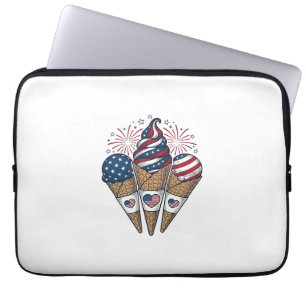 Patriotic Ice Cream Cones Vintage Fourth of July S Laptop Sleeve