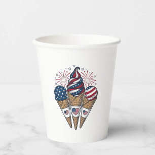 Patriotic Ice Cream Cones Vintage Fourth of July S Paper Cups