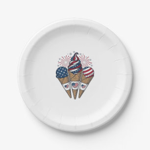 Patriotic Ice Cream Cones Vintage Fourth of July S Paper Plate