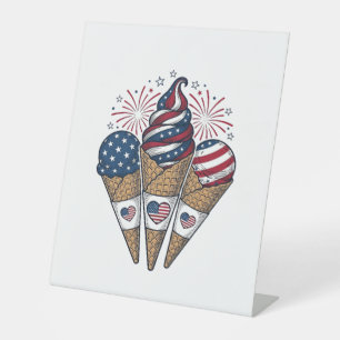 Patriotic Ice Cream Cones Vintage Fourth of July S Pedestal Sign