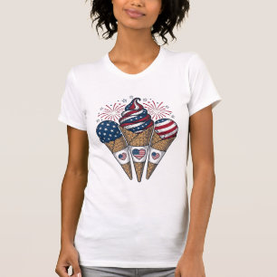 Patriotic Ice Cream Cones Vintage Fourth of July S T-Shirt