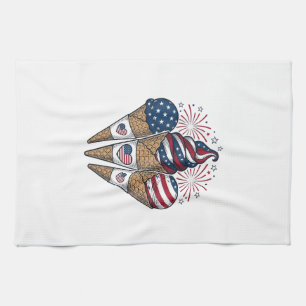 Patriotic Ice Cream Cones Vintage Fourth of July S Tea Towel