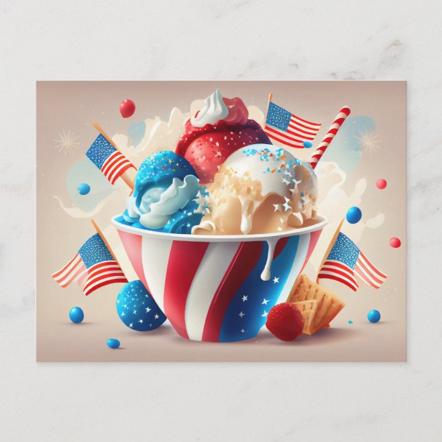 Patriotic Ice Cream Dessert Postcard (Front)