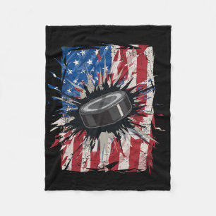 Patriotic Ice Hockey 4th Of July Men Usa American Fleece Blanket