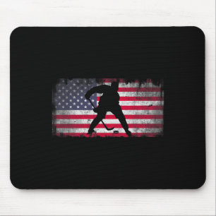 Patriotic Ice Hockey 4th Of July Men Usa American Mouse Pad