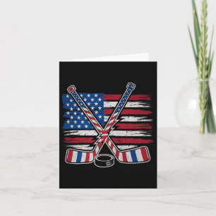 Patriotic Ice Hockey 4th Of July Usa Independence  Card