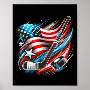 Patriotic Ice Hockey 4th Of July Usa Independence Poster