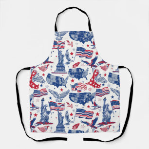 Patriotic Icons Pattern – Statue of Liberty, Flag Apron