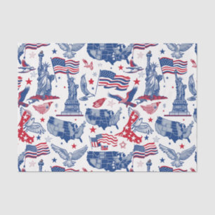 Patriotic Icons Pattern – Statue of Liberty, Flag Tissue Paper