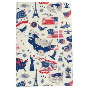 Patriotic Icons - Statue of Liberty, Flag (2) Medium Gift Bag
