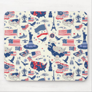 Patriotic Icons - Statue of Liberty, Flag (2) Mouse Pad