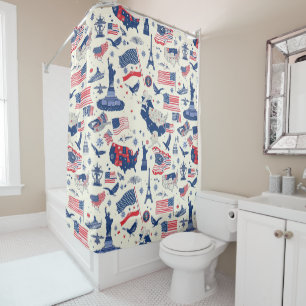 Patriotic Icons - Statue of Liberty, Flag (2) Shower Curtain