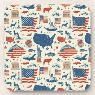 Patriotic Icons - Statue of Liberty, Flag (3) Coaster