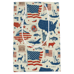 Patriotic Icons - Statue of Liberty, Flag (3) Medium Gift Bag