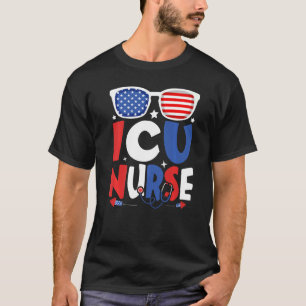 Patriotic Icu Nurse 4th Of July American Sunglasse T-Shirt