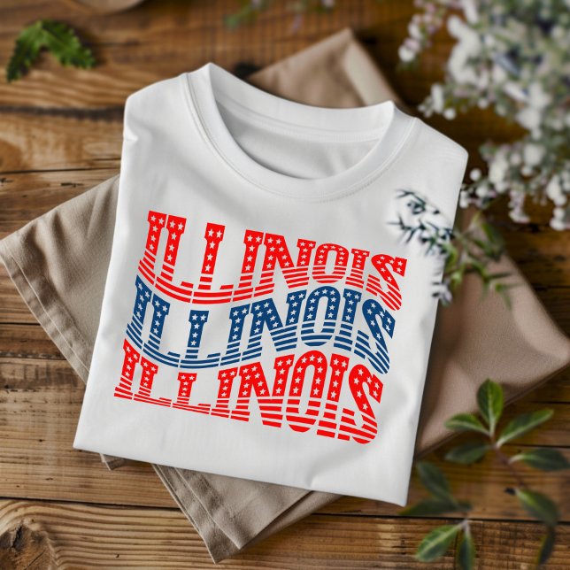 Patriotic Illinois Red and Blue Boho T-Shirt  (Creator Uploaded)