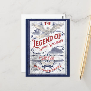 Patriotic In Loving Memory Veteran Funeral Postcard