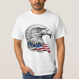 Patriotic Ink Eagle with American Flag – Artistic T-Shirt