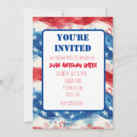 Patriotic Invitation Birthday BBQ Fourth of July