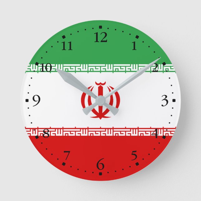 Patriotic Iran Flag Round Clock (Front)