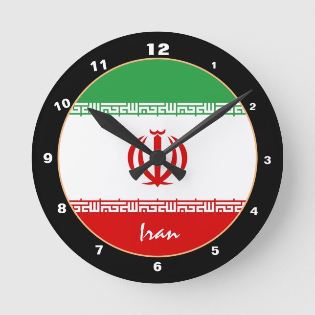 Patriotic Iranian Flag, Iran trendy Home / design Round Clock (Front)