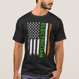 Patriotic Irish American Flag Electrician St Patri T-Shirt
