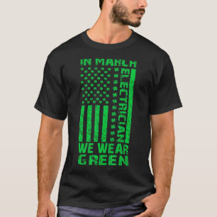 Patriotic Irish American Flag Electrician St Patri T-Shirt