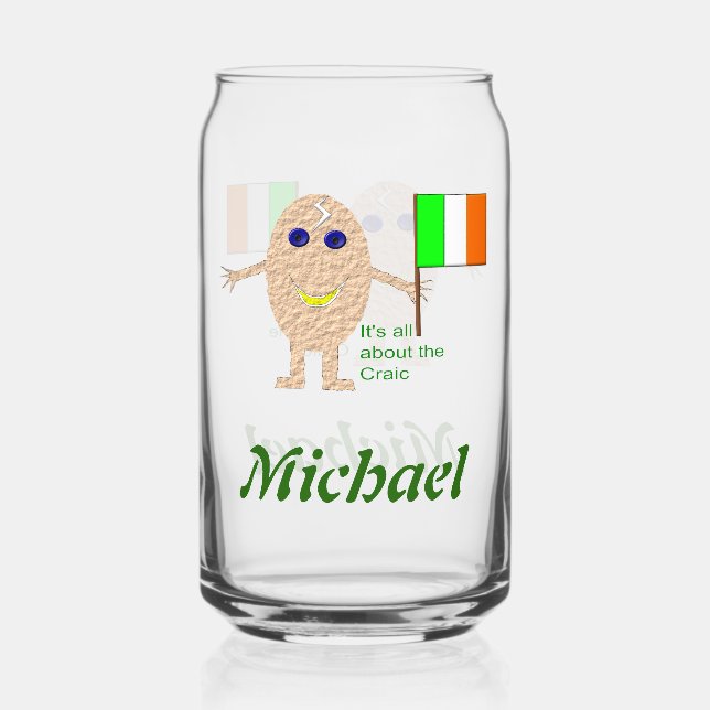 Patriotic Irish Egg Custom Name Can Glass (Front)