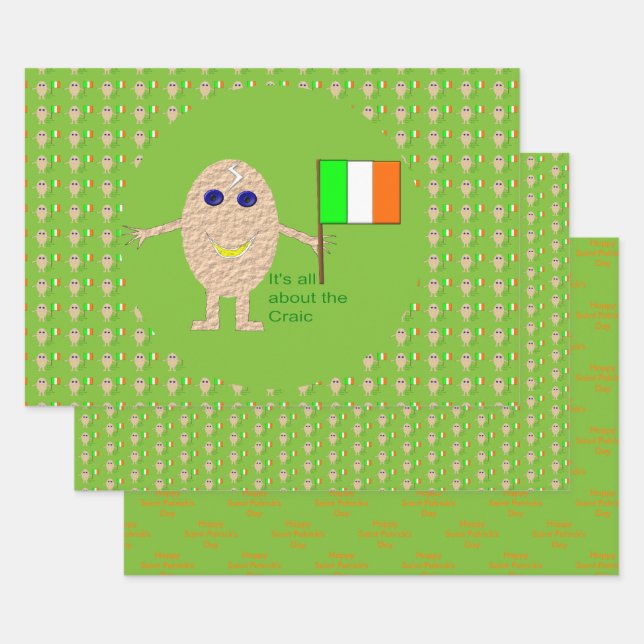 Patriotic Irish Egg Custom Wrapping Paper Sheet (Set)