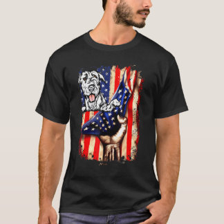 Patriotic Irish Wolfhound American Flag Dog T-Shirt