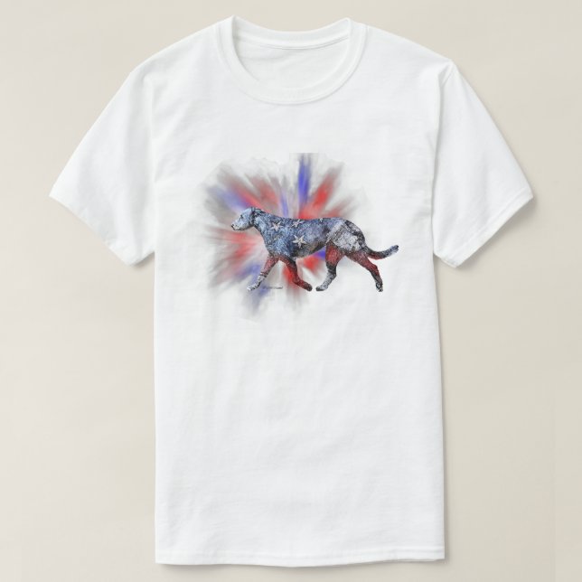 Patriotic Irish Wolfhound Red White and Blue  T-Shirt (Design Front)