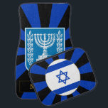 Patriotic Israel Car Floor Mat & Israeli Flag<br><div class="desc">Car Floor Mats: Retro Israel,  Menorah & Israel flag floor mats set with monogrammed name / family - love my country,  summer holiday,  fathers day / sports fans</div>