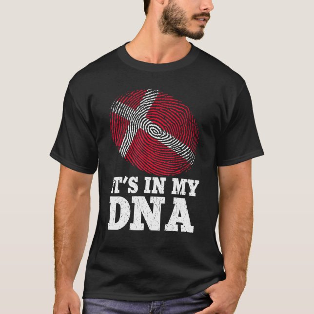 Patriotic It's In My Dna Fingerprint Denmark Flag T-Shirt (Front)