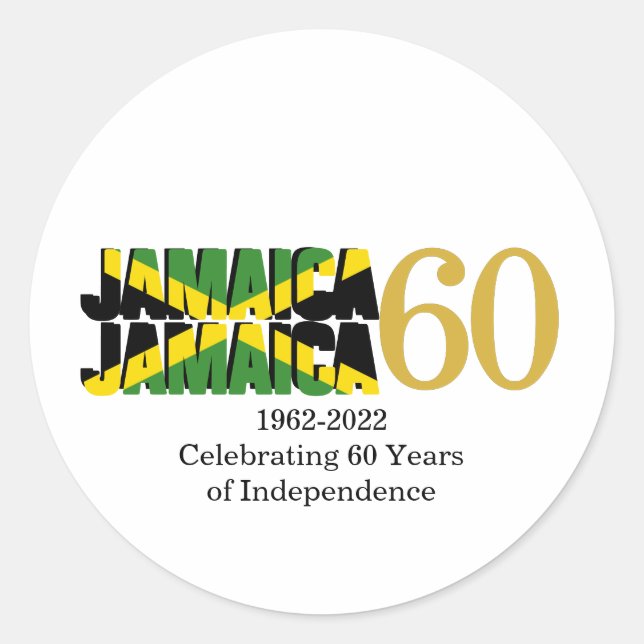 Patriotic JAMAICA 60th Anniversary Independence Classic Round Sticker (Front)
